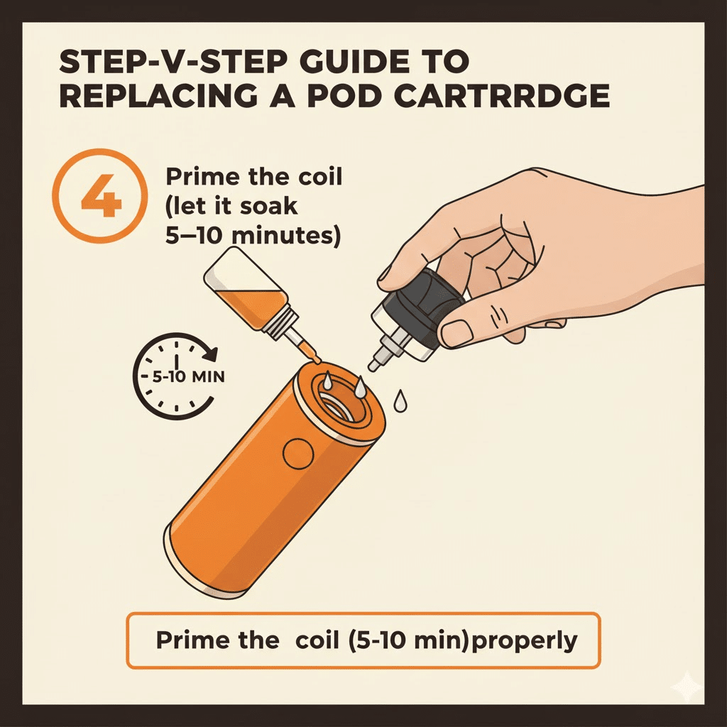 Best Pod Cartridges &Amp; Replacement Guide 2025 | فيب مصر - Elkot Store 4. Prime The Coil (Let It Soak 5–10 Minutes)