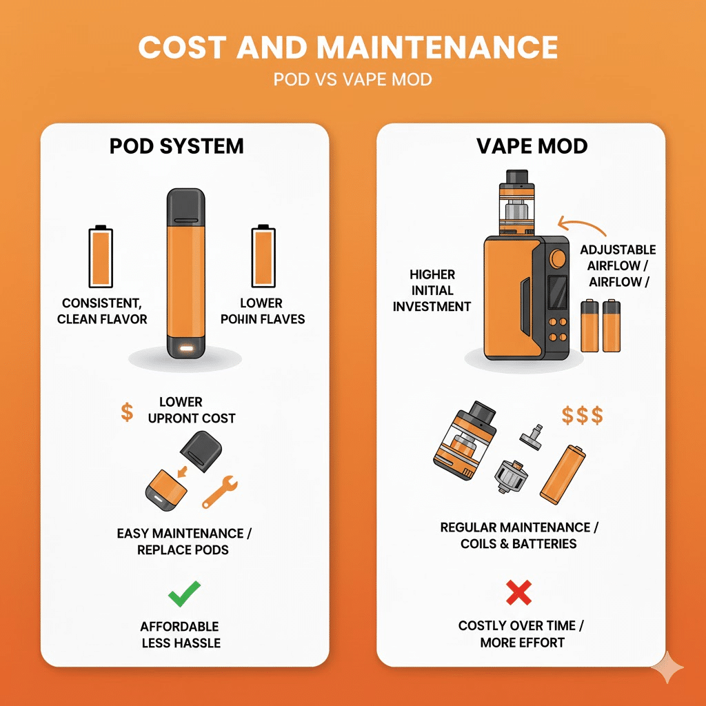 Pod Vs Vape Mod: Which One Should You Choose? | Best Device 2025 | فيب مصر - Elkot Store Cost And Maintenance