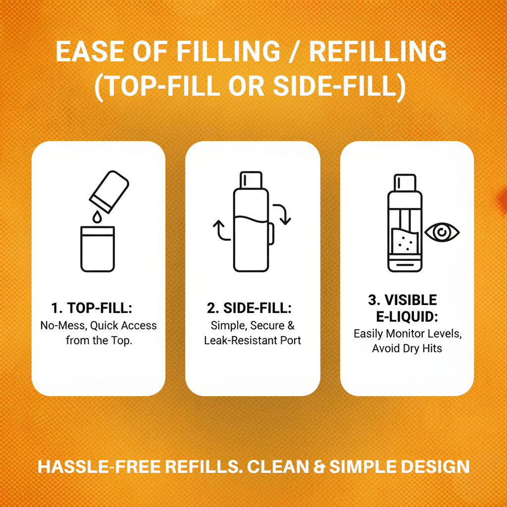 Ease Of Filling / Refilling (Top-Fill Or Side-Fill)