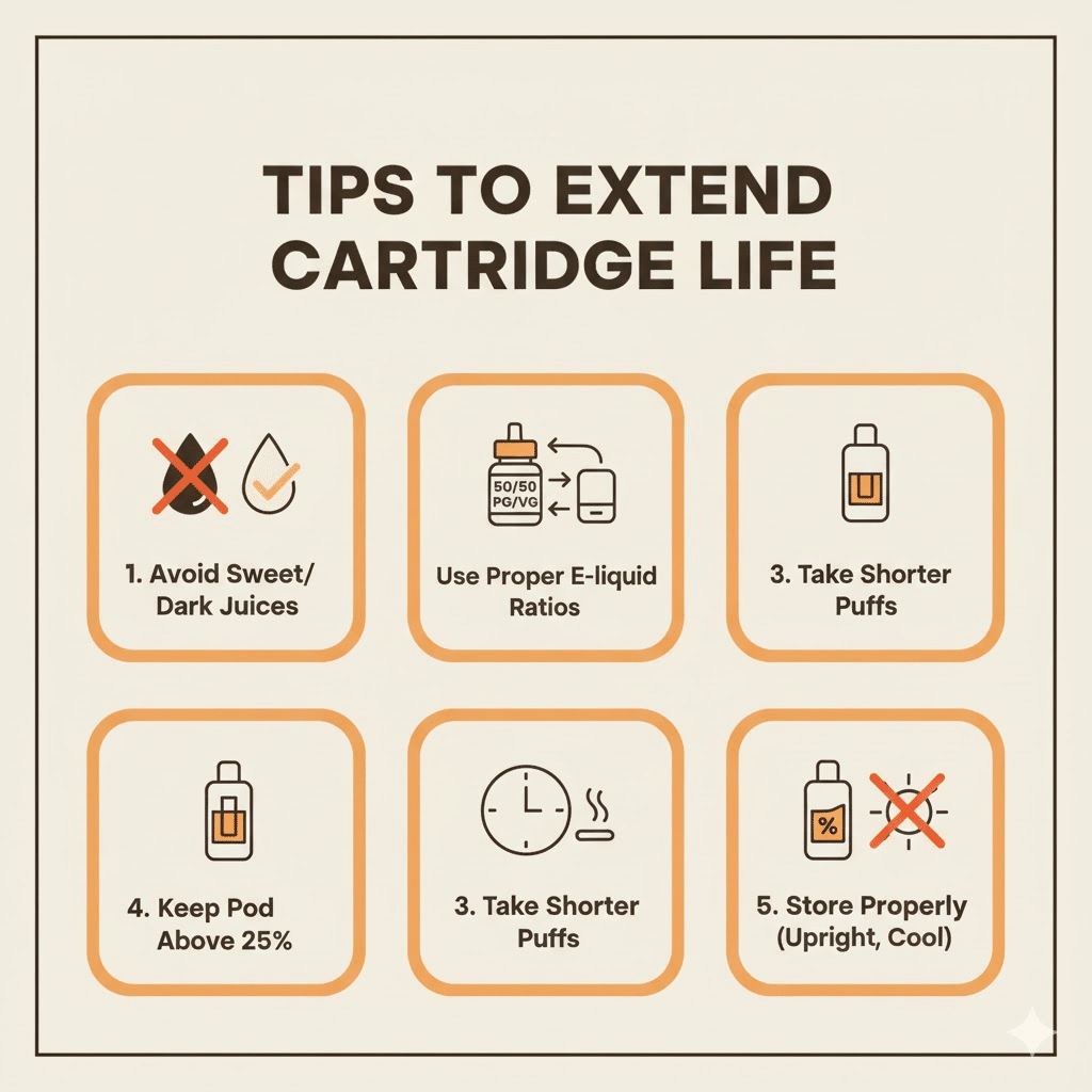 Best Pod Cartridges &Amp; Replacement Guide 2025 | فيب مصر - Elkot Store Tips To Extend Cartridge Life
