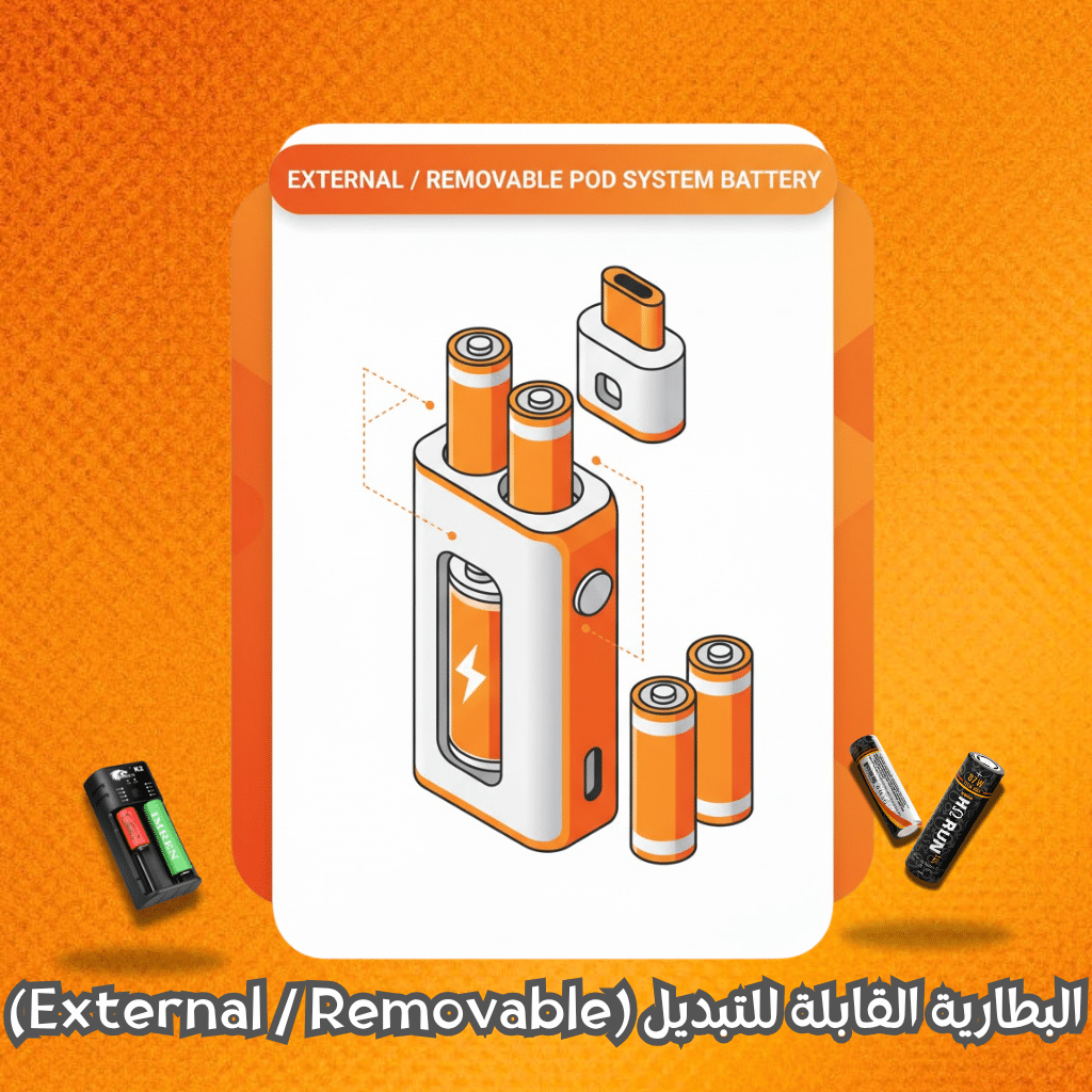 شواحن وبطاريات بود | أيهما الأفضل؟ 2025| Best Pod Chargers &Amp; Batteries | فيب مصر - Elkot Store البطارية القابلة للتبديل (External / Removable)
