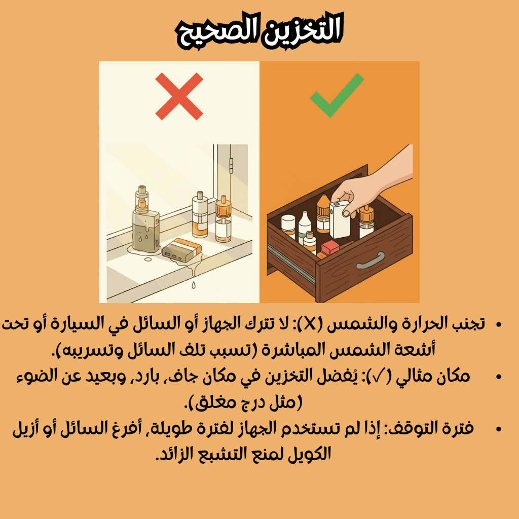 عمر الكويل في أجهزة البود | 7 نصائح لإطالة عمره | فيب مصر - Elkot Store التخزين الصحيح