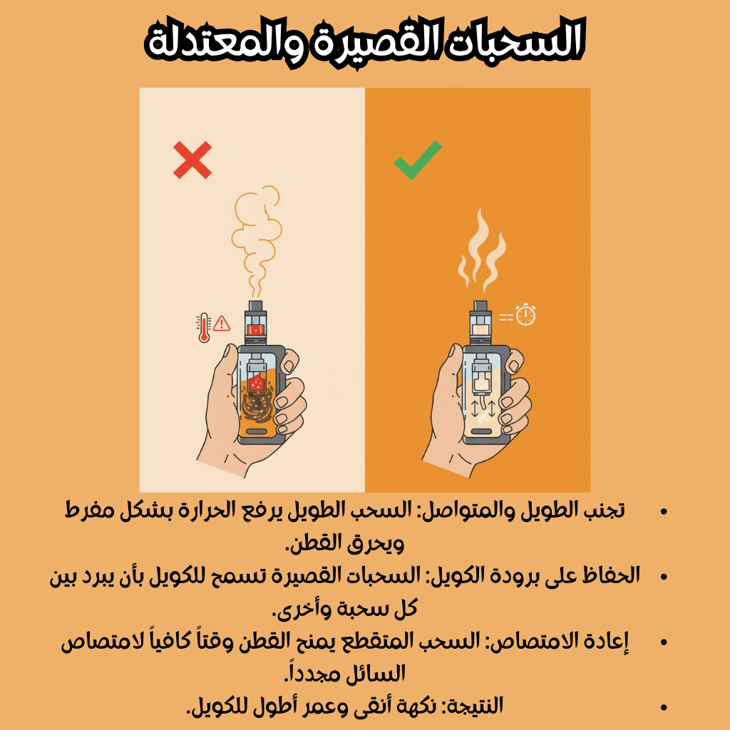 عمر الكويل في أجهزة البود | 7 نصائح لإطالة عمره | فيب مصر - Elkot Store السحبات القصيرة والمعتدلة