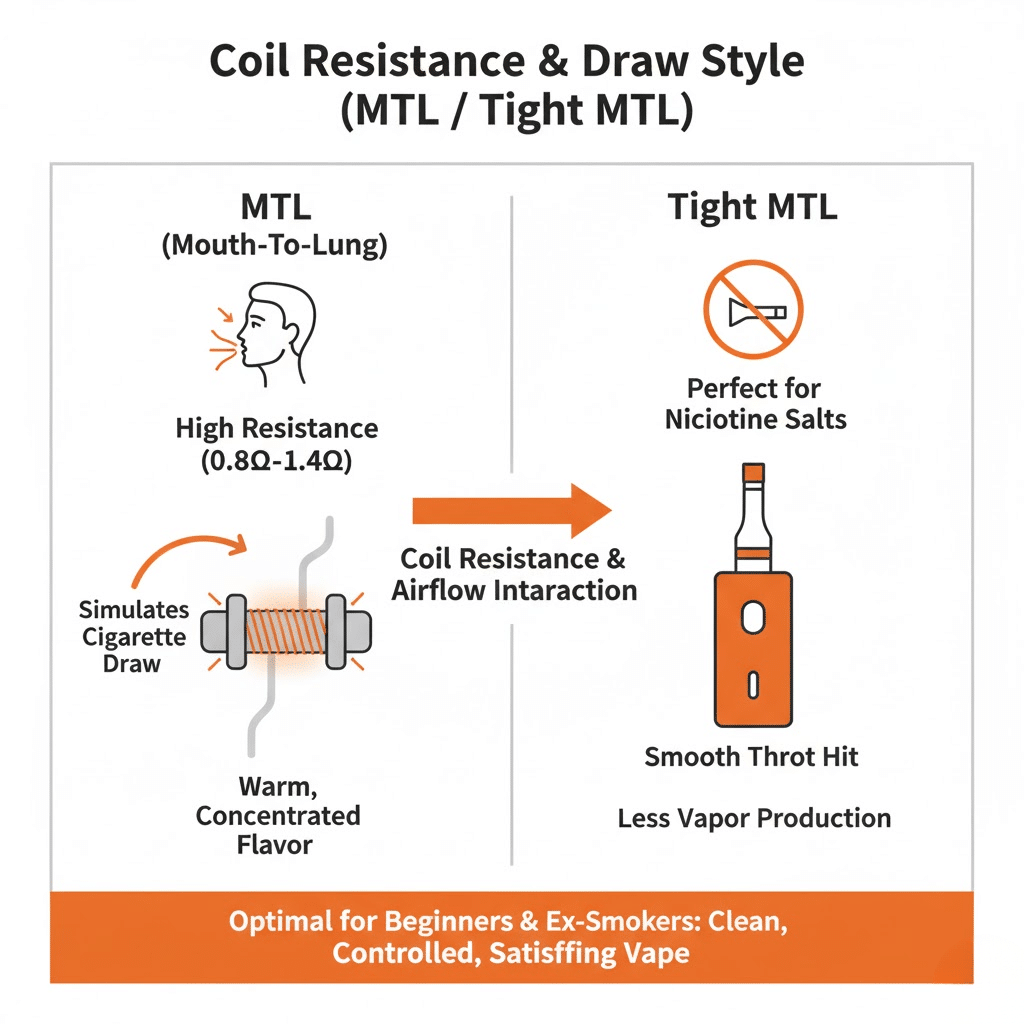 Coil Resistance &Amp; Draw Style (Mtl / Tight Mtl)