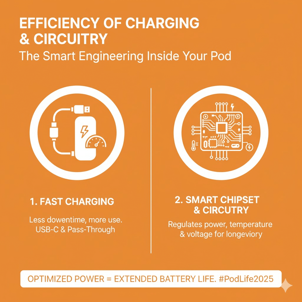 Best Pod With Long Battery Life: Top Picks &Amp; Buying Guide 2025 | فيب مصر - Elkot Store Efficiency Of Charging &Amp; Circuitry