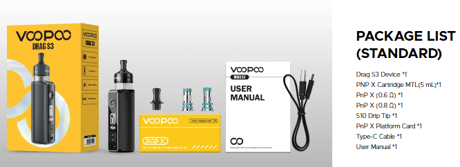 دراج S3 | اقوى بود مود 2025 | Best Pod Mod 2025 | فيب مصر - Elkot Store الملحقات ومحتويات العبوة: ما الذي ستحصل عليه مع دراج S3؟