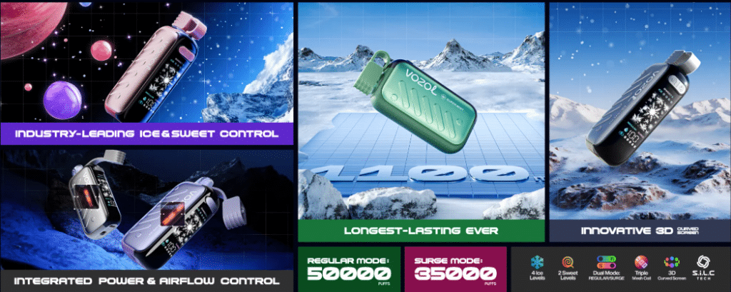 فوزول جير آيس سويت 50 الف بف | Best Vozol Disposable 2025 | فيب مصر - Elkot Store المواصفات التقنية الكاملة لجهاز فوزول جير آيس سويت