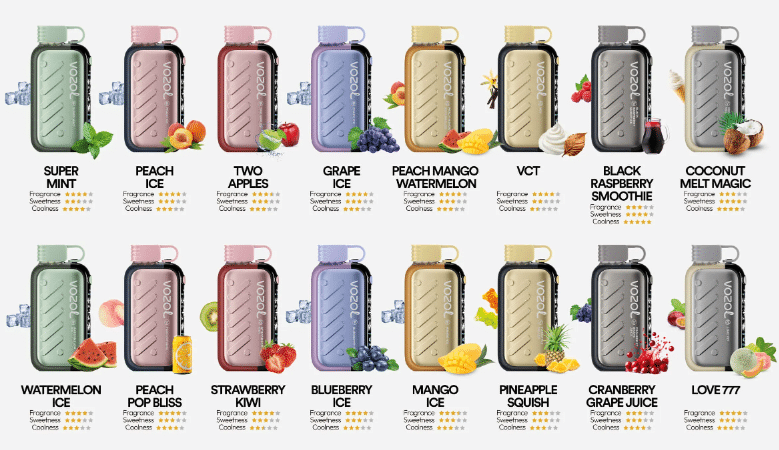 فوزول جير آيس سويت 50 الف بف | Best Vozol Disposable 2025 | فيب مصر - Elkot Store تنوع النكهات في فوزول جير آيس سويت