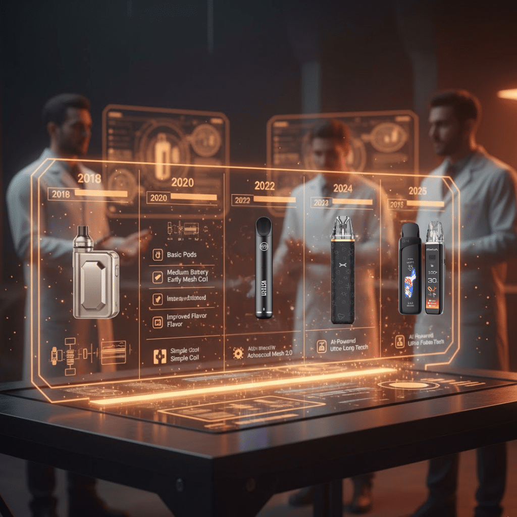 بود فيب : اكتشف كيف بدأ البود و كيف تطور | Best Pod 2025 | فيب مصر - Elkot Store جدول يوضح تطور بود فيب من الماضي إلى 2025