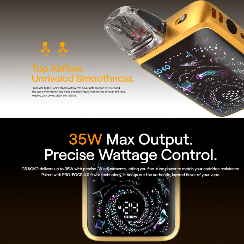 مراجعة G5 Lite Koko | G5 Koko : تعرف على احدث بود 2026 | فيب مصر - Elkot Store Caliburn G5 Koko التحكم الدقيق في الوات