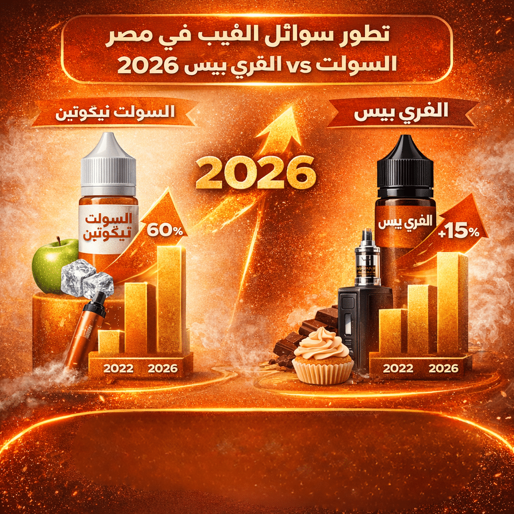الفرق بين السولت نيكوتين والفري بيس 2026 | دليلك الشامل لاختيار الليكود المناسب | فيب مصر - Elkot Store تطور سوائل الفيب في مصر: السولت Vs الفري بيس 2026