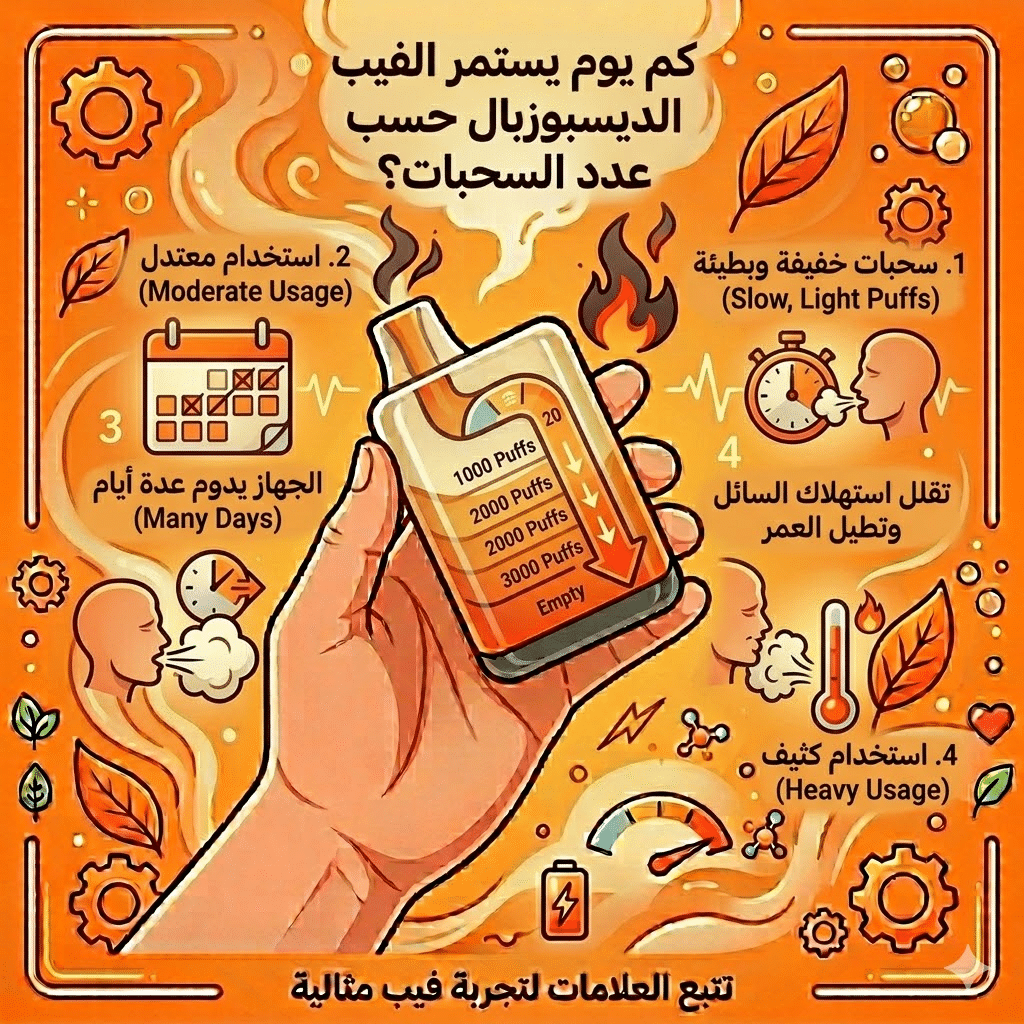 كيف تعرف أن الفيب الديسبوزبال انتهى؟ 5 علامات مؤكدة | فيب مصر - Elkot Store كم يوم يستمر الفيب الديسبوزبال حسب عدد السحبات؟