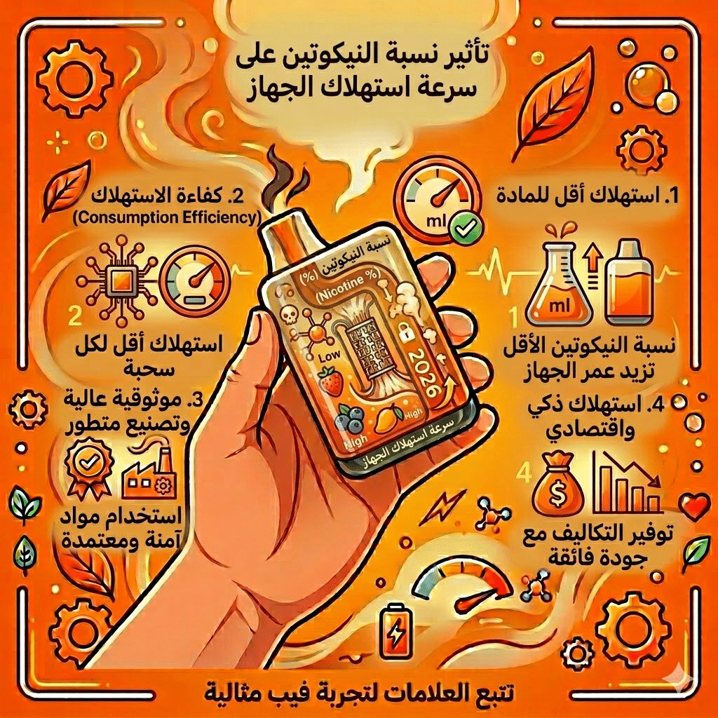 كيف تعرف أن الفيب الديسبوزبال انتهى؟ 5 علامات مؤكدة | فيب مصر - Elkot Store تأثير نسبة النيكوتين على سرعة استهلاك الجهاز