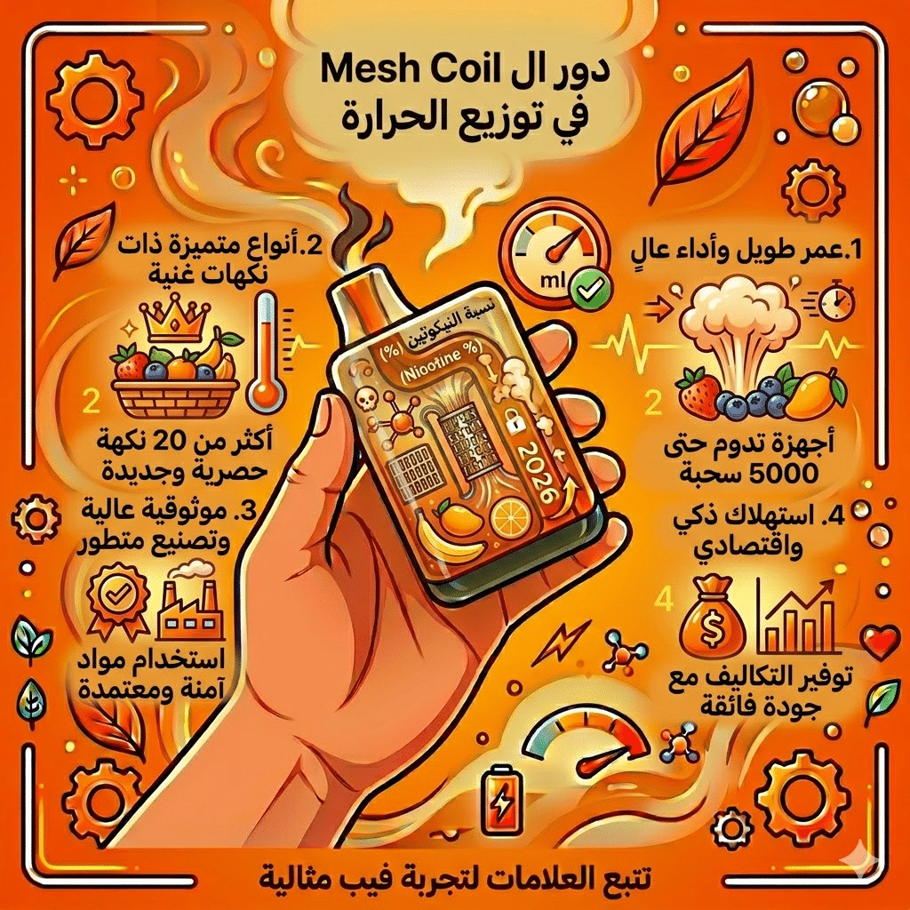 كيف تعرف أن الفيب الديسبوزبال انتهى؟ 5 علامات مؤكدة | فيب مصر - Elkot Store دور الـ Mesh Coil في توزيع الحرارة