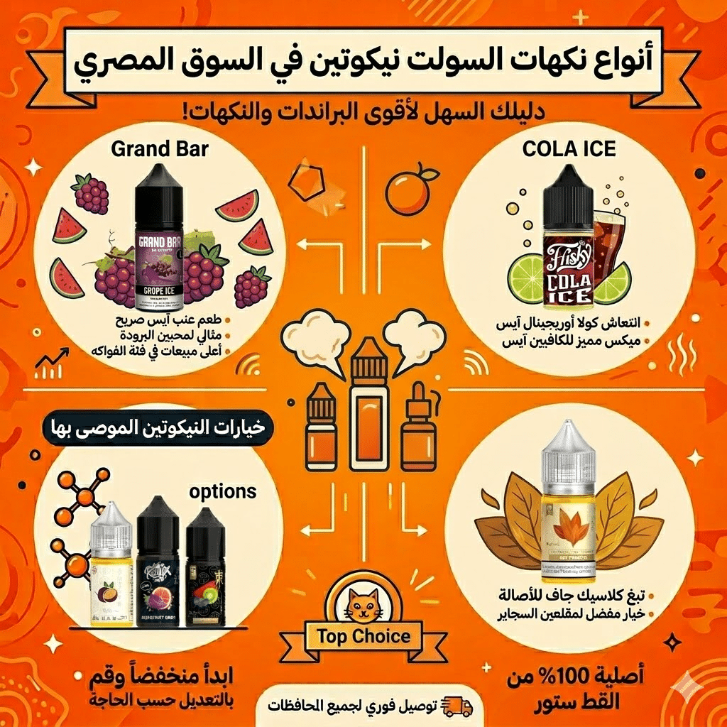 أفضل نكهة سولت في مصر : دليلك لاختيار المناسب لك | فيب مصر - Elkot Store أنواع نكهات السولت نيكوتين في السوق المصري