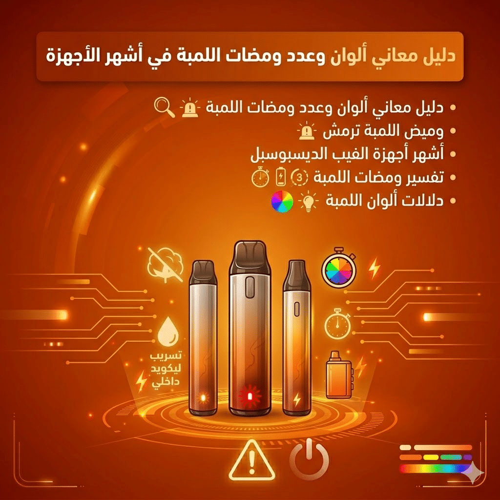 5 اسباب تخلي اللمبة ترمش في الفيب الديسبوسبل : ماذا يعني الوميض وكيف تتصرف؟ | فيب مصر - Elkot Store دليل معاني ألوان وعدد ومضات اللمبة في أشهر الأجهزة