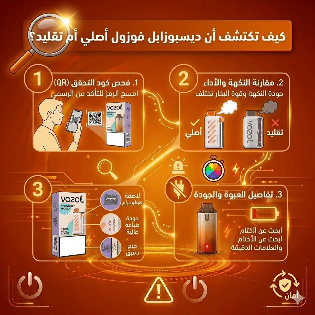 5 اسباب تخلي اللمبة ترمش في الفيب الديسبوسبل : ماذا يعني الوميض وكيف تتصرف؟ | فيب مصر - Elkot Store كيف تكتشف أن ديسبوزابل فوزول أصلي أم تقليد؟