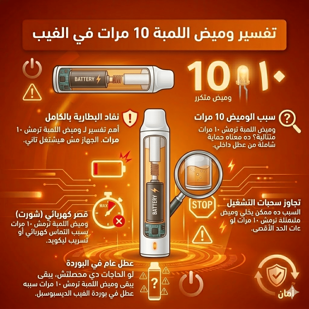 5 اسباب تخلي اللمبة ترمش في الفيب الديسبوسبل : ماذا يعني الوميض وكيف تتصرف؟ | فيب مصر - Elkot Store تفسير وميض اللمبة 10 مرات في الفيب