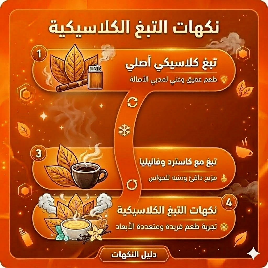 ما هو أفضل طعم ديسبوسيبل : أفضل نكهات الديسبوزابل (الفواكه، الآيس، التبغ) التي يجب أن تجربها | فيب مصر - Elkot Store نكهات التبغ الكلاسيكية