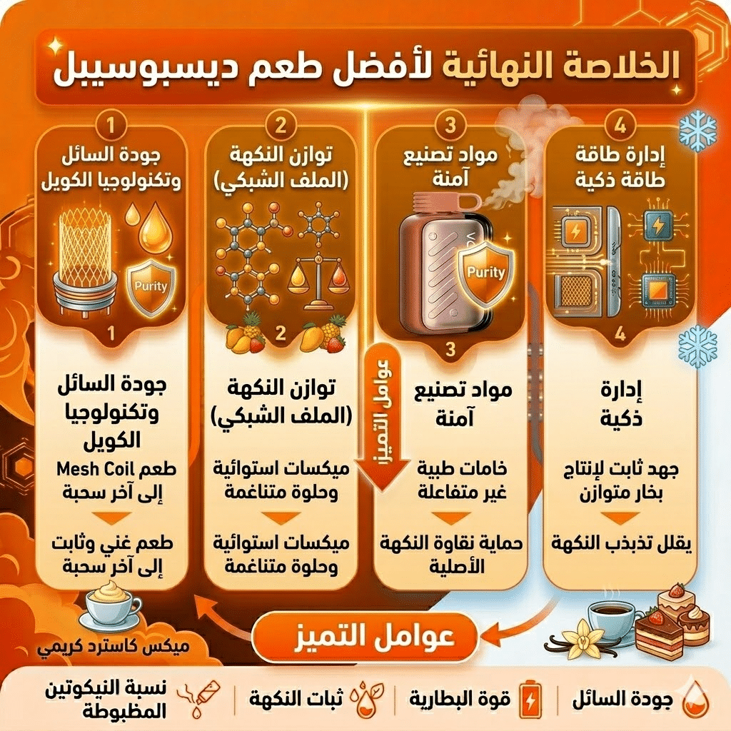 ما هو أفضل طعم ديسبوسيبل : أفضل نكهات الديسبوزابل (الفواكه، الآيس، التبغ) التي يجب أن تجربها | فيب مصر - Elkot Store الخلاصة النهائية لافضل طعم ديسبوسيبل