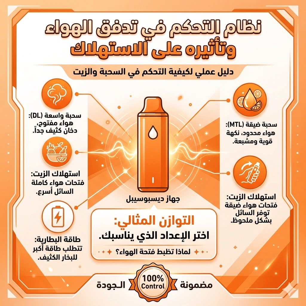 مقارنة بين ديسبوسيبل 30000 و 10000 سحبة: أيهما أفضل قيمة مقابل سعر؟ | فيب مصر - Elkot Store نظام التحكم في تدفق الهواء وتأثيره على الاستهلاك