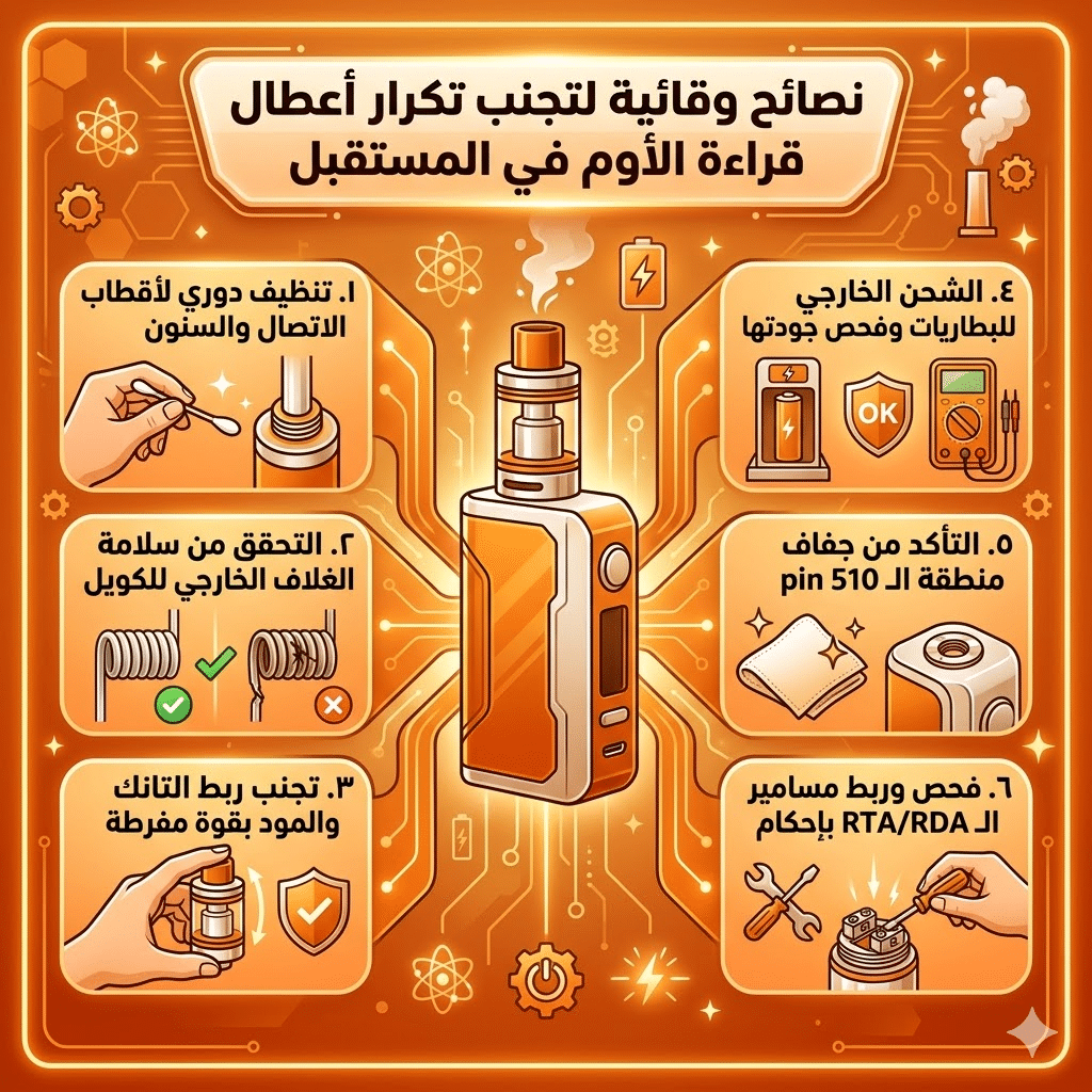 جهاز الفيب لا يقرأ الكويل ما الحل؟ | حل مشكلة No Atomizer Check Atomizer | فيب مصر - Elkot Store نصائح وقائية لتجنب تكرار أعطال قراءة الأوم في المستقبل