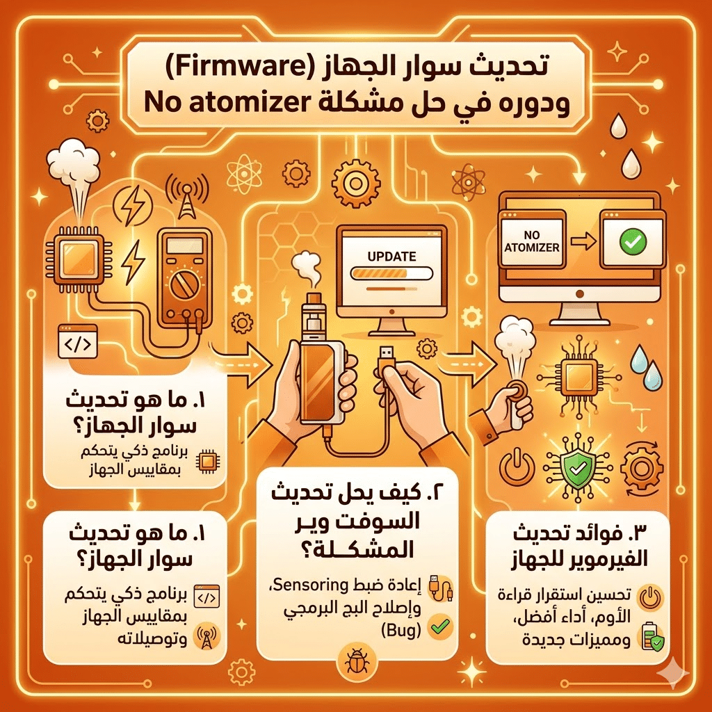 جهاز الفيب لا يقرأ الكويل ما الحل؟ | حل مشكلة No Atomizer Check Atomizer | فيب مصر - Elkot Store تحديث سوار الجهاز (Firmware) ودوره في حل مشكلة No Atomizer