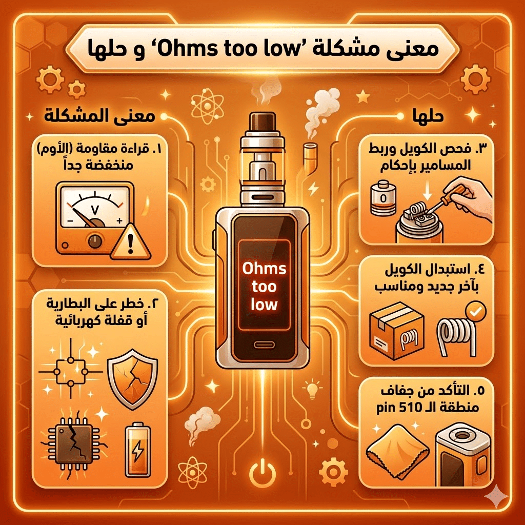جهاز الفيب لا يقرأ الكويل ما الحل؟ | حل مشكلة No Atomizer Check Atomizer | فيب مصر - Elkot Store معنى مشكلة Ohms Too Low و حلها