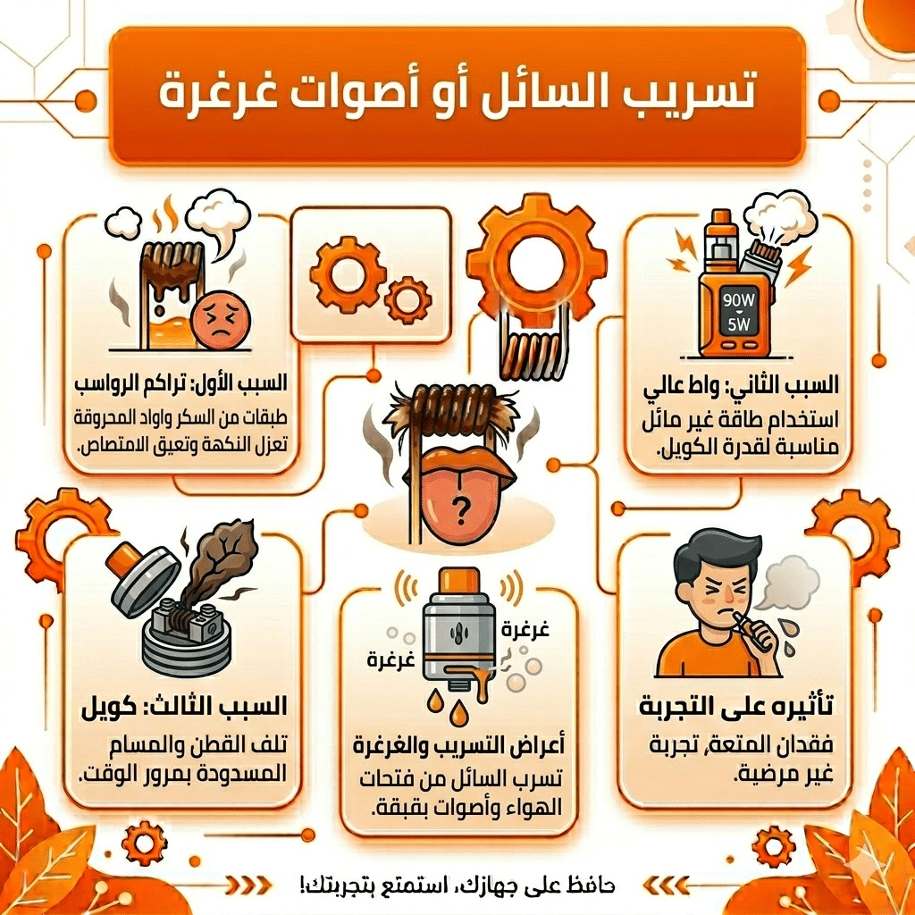 متى تغير كويل الفيب (Coil) | ؟ 4 علامات تدل على تلفه | فيب مصر - Elkot Store تسريب السائل أو أصوات غرغرة