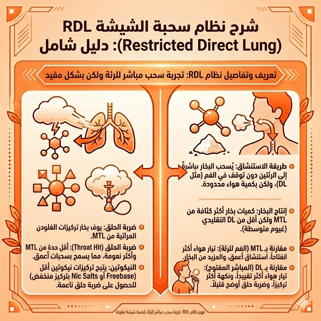 الفرق بين Mtl و Rdl | سحبة السيجارة (Mtl) ولاسحبة الشيشة (Dl): أيهما الأنسب لك؟ | فيب مصر - Elkot Store شرح نظام سحبة الشيشة Rdl