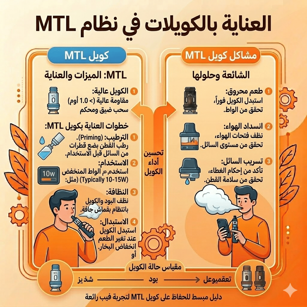 الفرق بين Mtl و Rdl | سحبة السيجارة (Mtl) ولاسحبة الشيشة (Dl): أيهما الأنسب لك؟ | فيب مصر - Elkot Store العناية بالكويلات في نظام Mtl