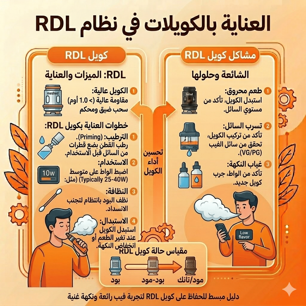 الفرق بين Mtl و Rdl | سحبة السيجارة (Mtl) ولاسحبة الشيشة (Dl): أيهما الأنسب لك؟ | فيب مصر - Elkot Store العناية بالكويلات في نظام Rdl
