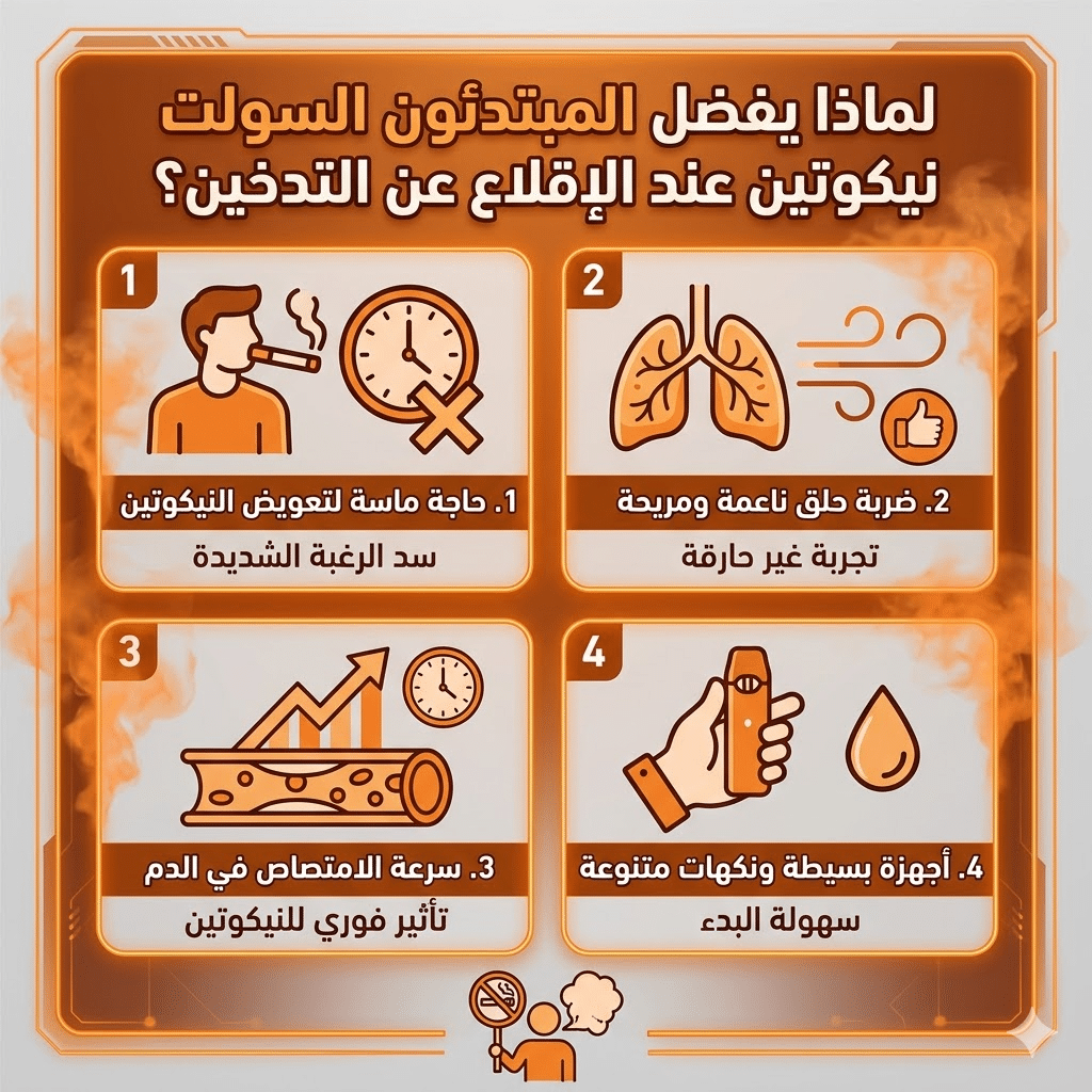 الفرق بين سولت نيكوتين والفري بيس : نكهات و اسعار السولت نيكوتين (Salt Nic) والفري بيس (Freebase)؟ | فيب مصر - Elkot Store لماذا يفضل المبتدئون السولت نيكوتين عند الإقلاع عن التدخين؟