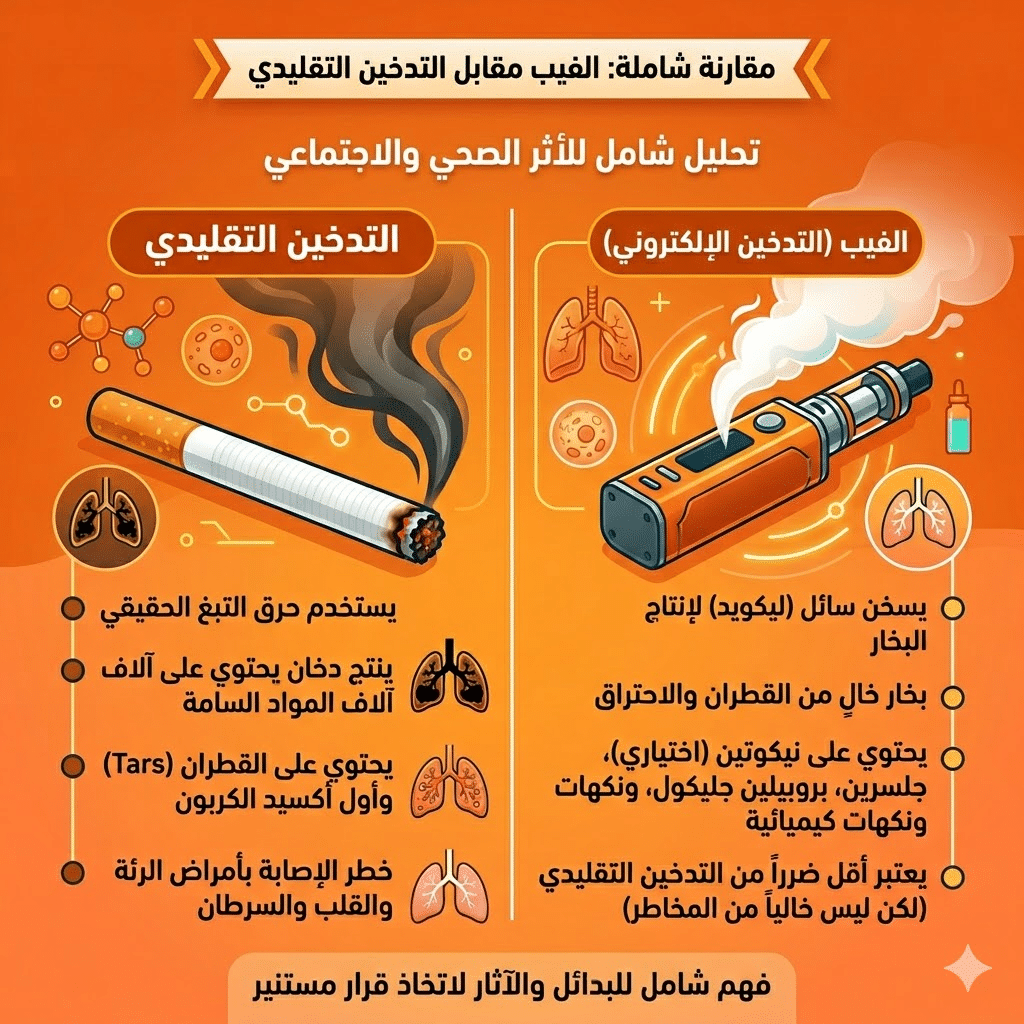 أضرار الفيب مقارنة بالسجائر | الفيب مقابل التدخين التقليدي: مقارنة شاملة للتكلفة والأضرار (بحذر طبي) | فيب مصر - Elkot Store الفيب مقابل التدخين التقليدي مقارنة شاملة