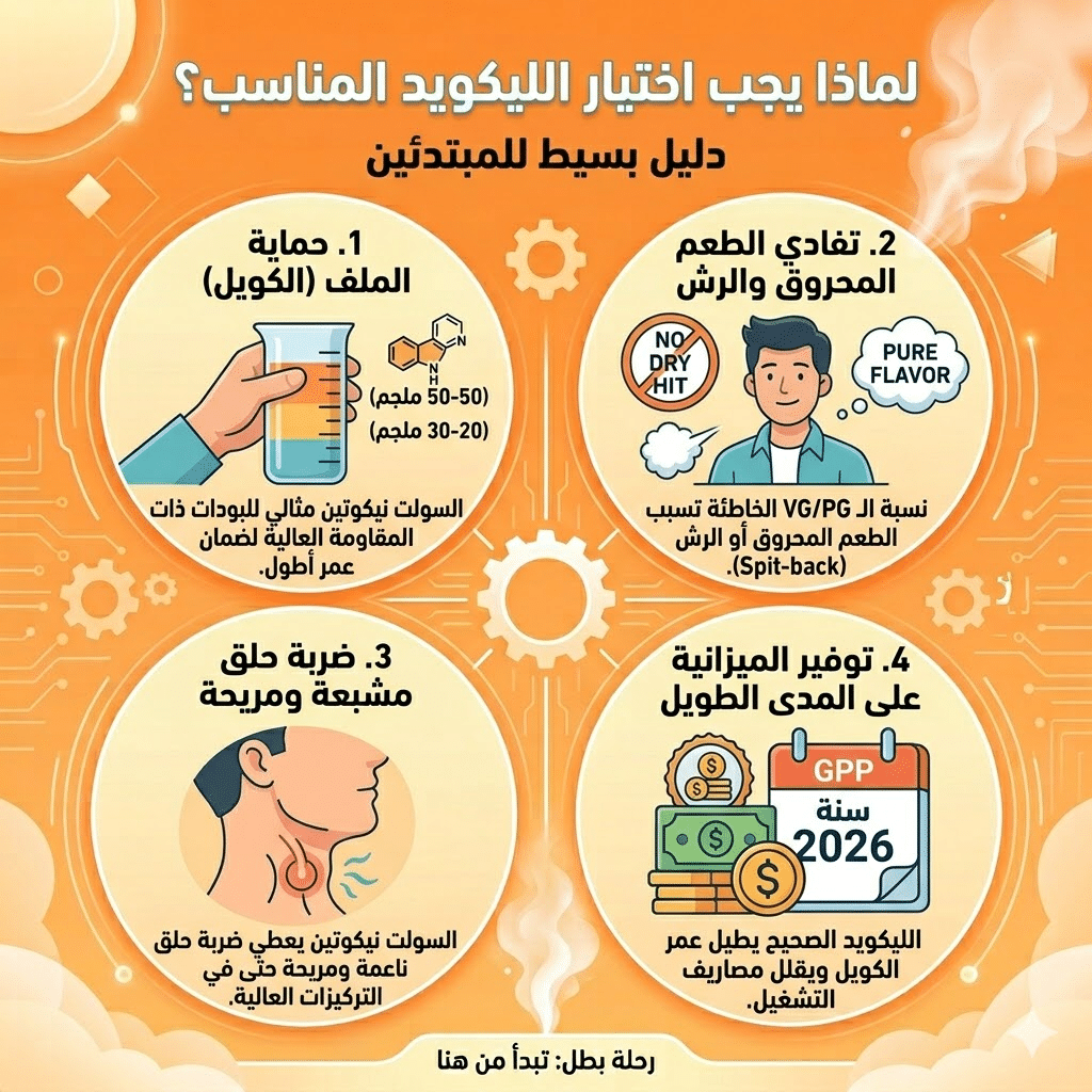 أفضل أجهزة الفيب للمبتدئين: سهلة الاستخدام ومناسبة للميزانية | فيب مصر - Elkot Store أهمية اختيار نوع الليكويد المناسب لجهازك الجديد