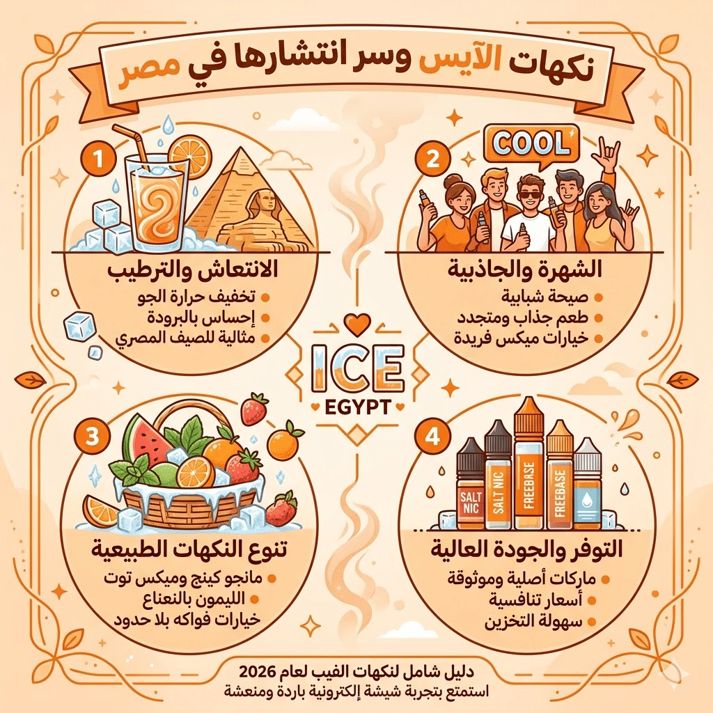 أفضل نكهات الفيب (الليكويد) الأكثر مبيعاً وتقييماً هذا العام | فيب مصر - Elkot Store نكهات الايس وسر انتشارها في مصر