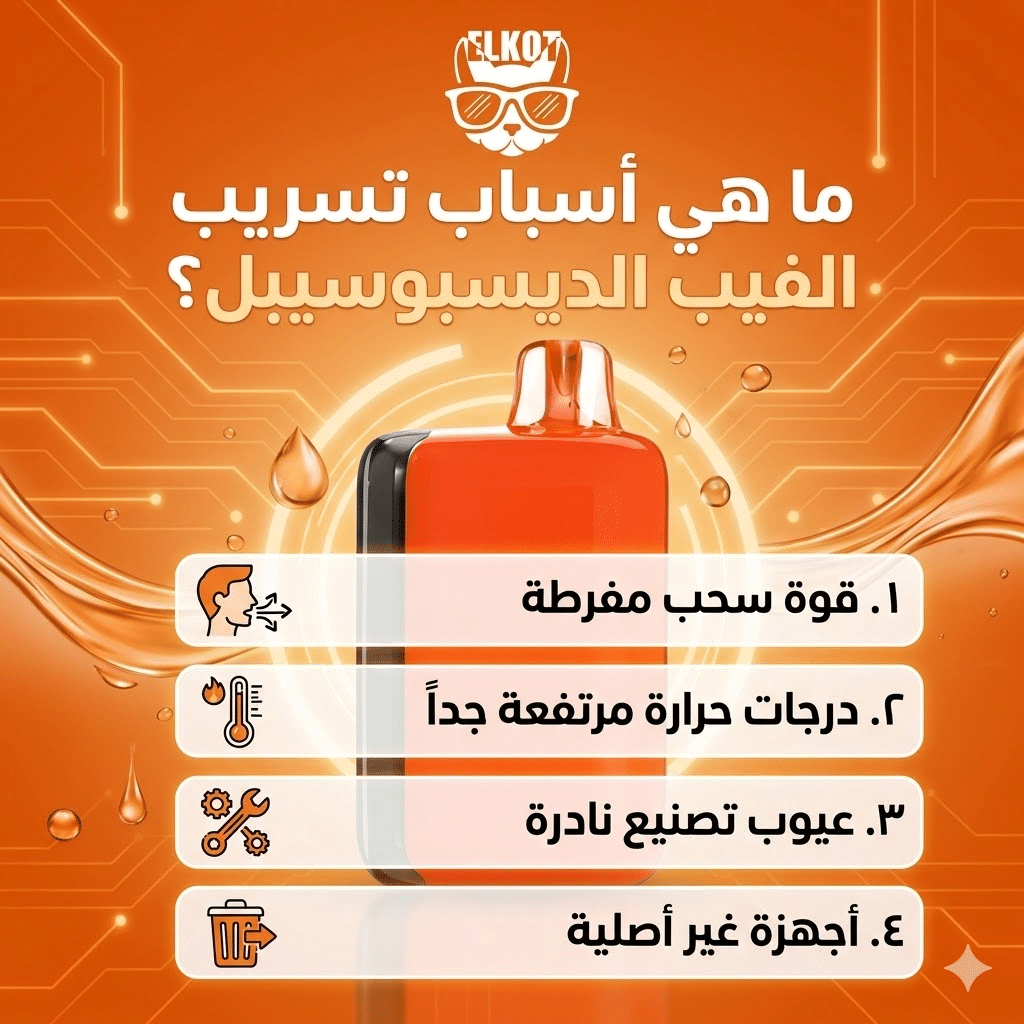 أسباب تسريب الليكويد في الفيب و الحلول : لماذا يسرب الفيب الديسبوزابل السائل في الفم؟ | فيب مصر - Elkot Store ما هي اسباب تسريب الفيب الديسبوسيبل؟