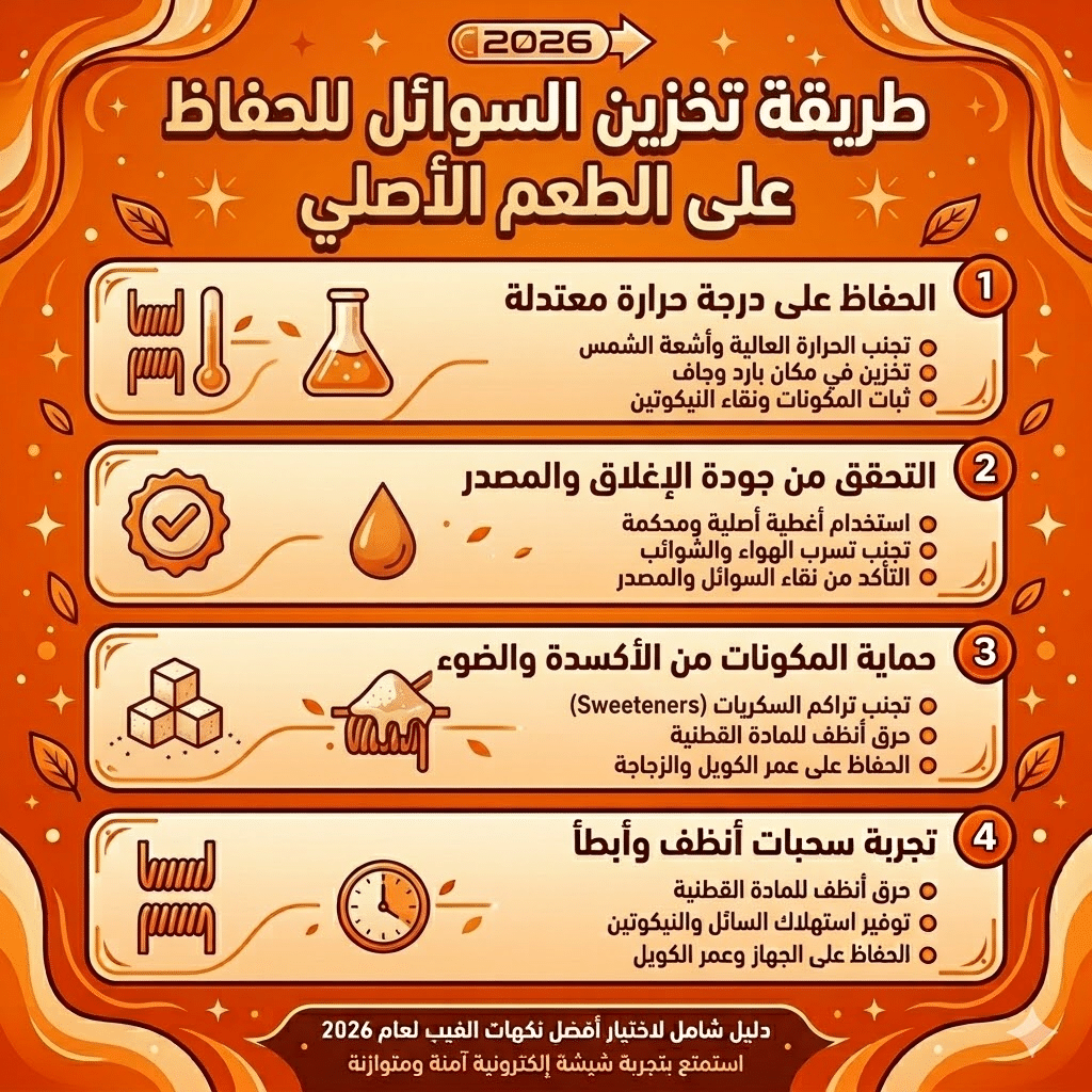 أفضل نكهات الفيب (الليكويد) الأكثر مبيعاً وتقييماً هذا العام | فيب مصر - Elkot Store طريقة تخزين السوائل للحفاظ على الطعم الأصلي