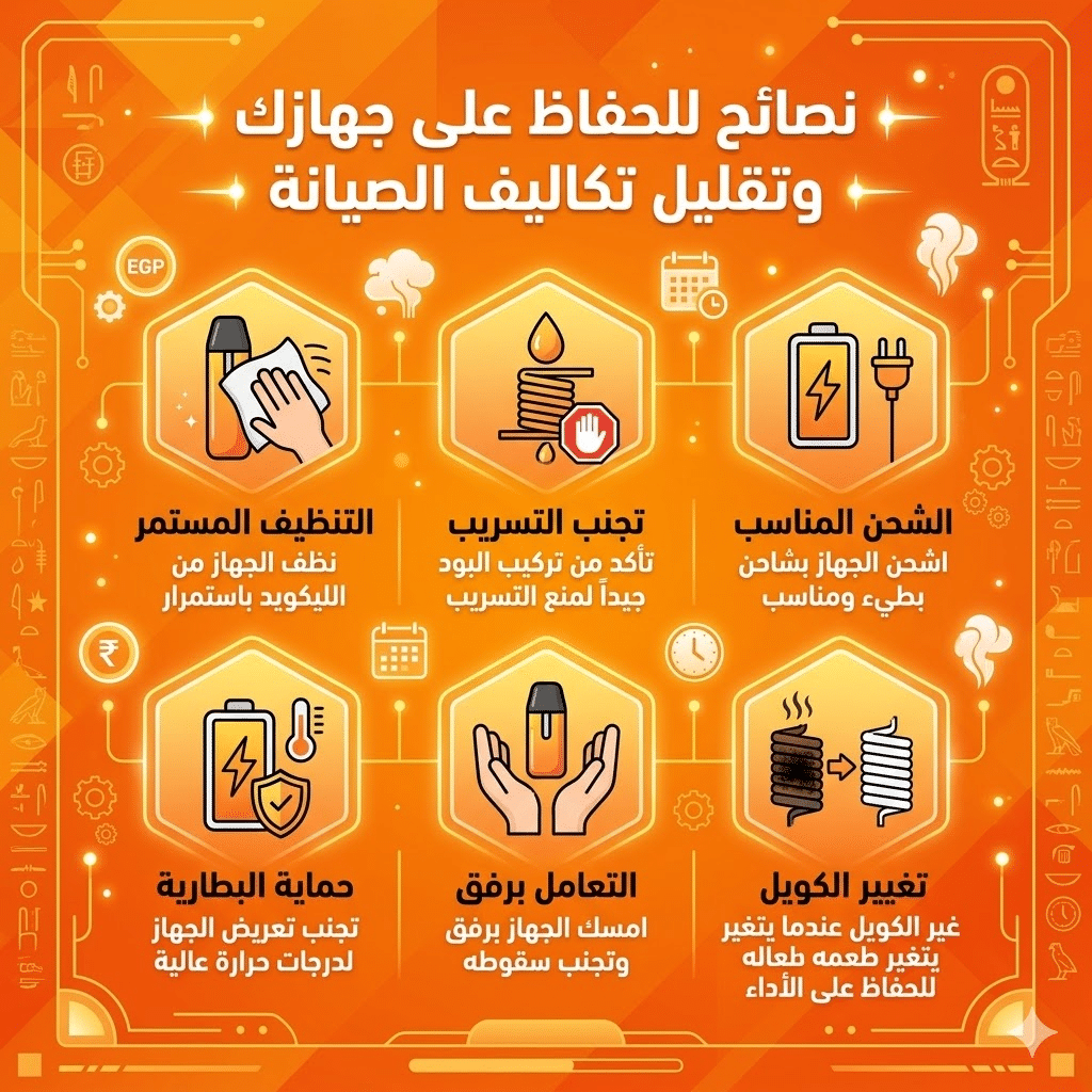 دليل أسعار الفيب في مصر وتكلفة التشغيل الشهرية التقريبية | فيب مصر - Elkot Store نصائح للحفاظ على جهازك وتقليل تكاليف الصيانة