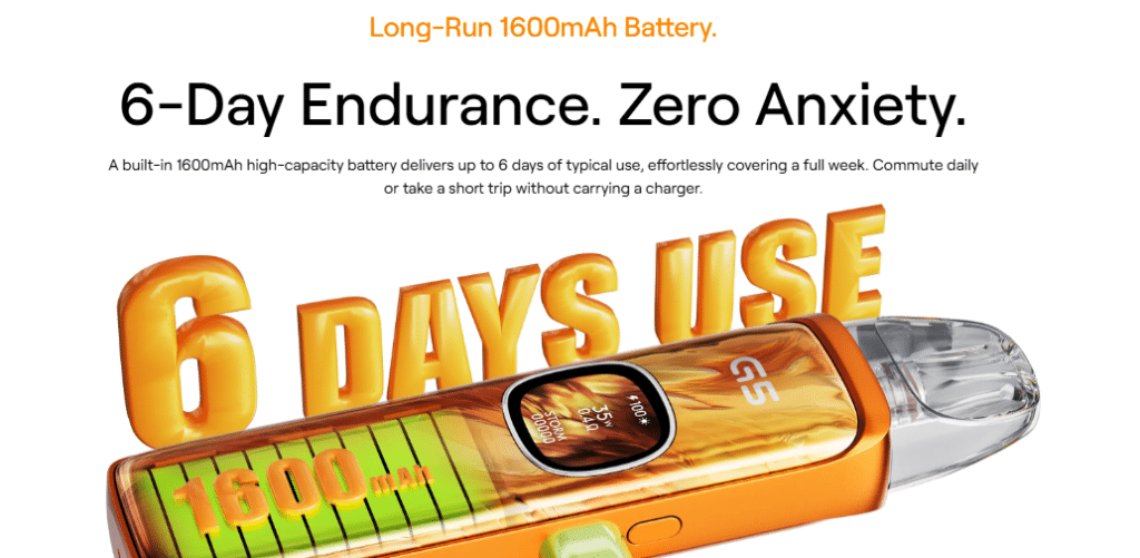 مواصفات كاليبرن G5 : مراجعة شاملة لجهاز Caliburn G5 بود 2026 | فيب مصر - Elkot Store قوة البطارية وسعة الشحن العملاقة