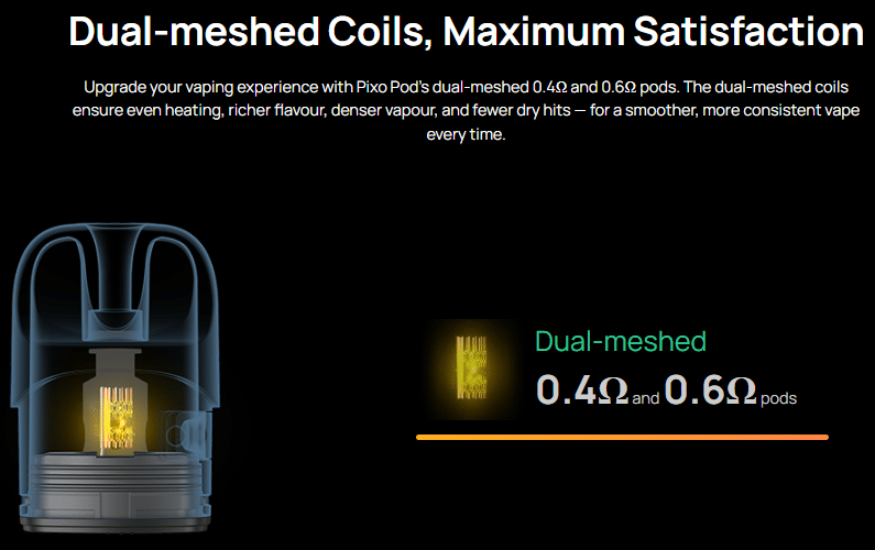 اسبير بيكسو ماكس : مراجعة مواصفات و سعر بود Aspire Pixo Max 2026 | فيب مصر - Elkot Store كويلات Dual-Meshed ونقاء النكهة