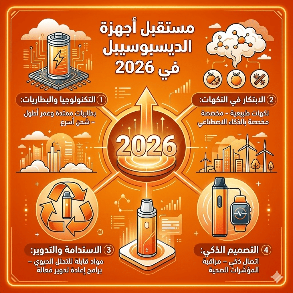 كم يوم تدوم الديسبوسيبل؟ دليلك لحساب عدد السحبات الحقيقية | فيب مصر - Elkot Store مستقبل أجهزة الديسبوسيبل في 2026