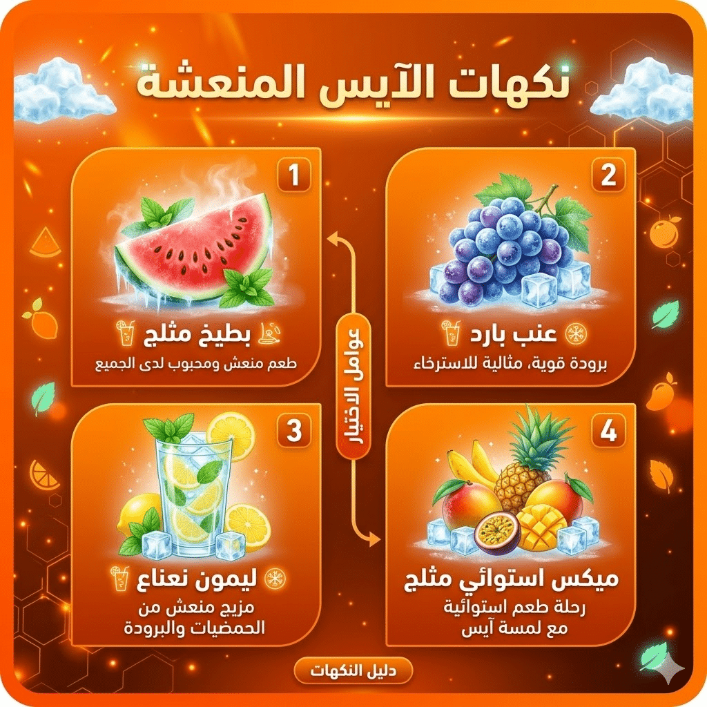 ما هو أفضل طعم ديسبوسيبل : أفضل نكهات الديسبوزابل (الفواكه، الآيس، التبغ) التي يجب أن تجربها | فيب مصر - Elkot Store نكهات الآيس المنعشة