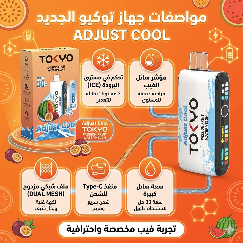 ما هو أفضل طعم ديسبوسيبل : أفضل نكهات الديسبوزابل (الفواكه، الآيس، التبغ) التي يجب أن تجربها | فيب مصر - Elkot Store مواصفات جهاز توكيو الجديد Adjust Cool