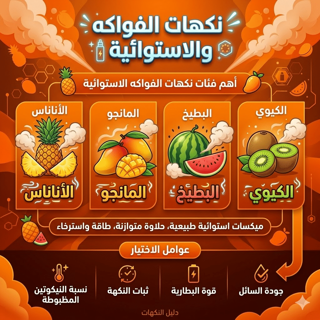 ما هو أفضل طعم ديسبوسيبل : أفضل نكهات الديسبوزابل (الفواكه، الآيس، التبغ) التي يجب أن تجربها | فيب مصر - Elkot Store نكهات الفواكه الاستوائية