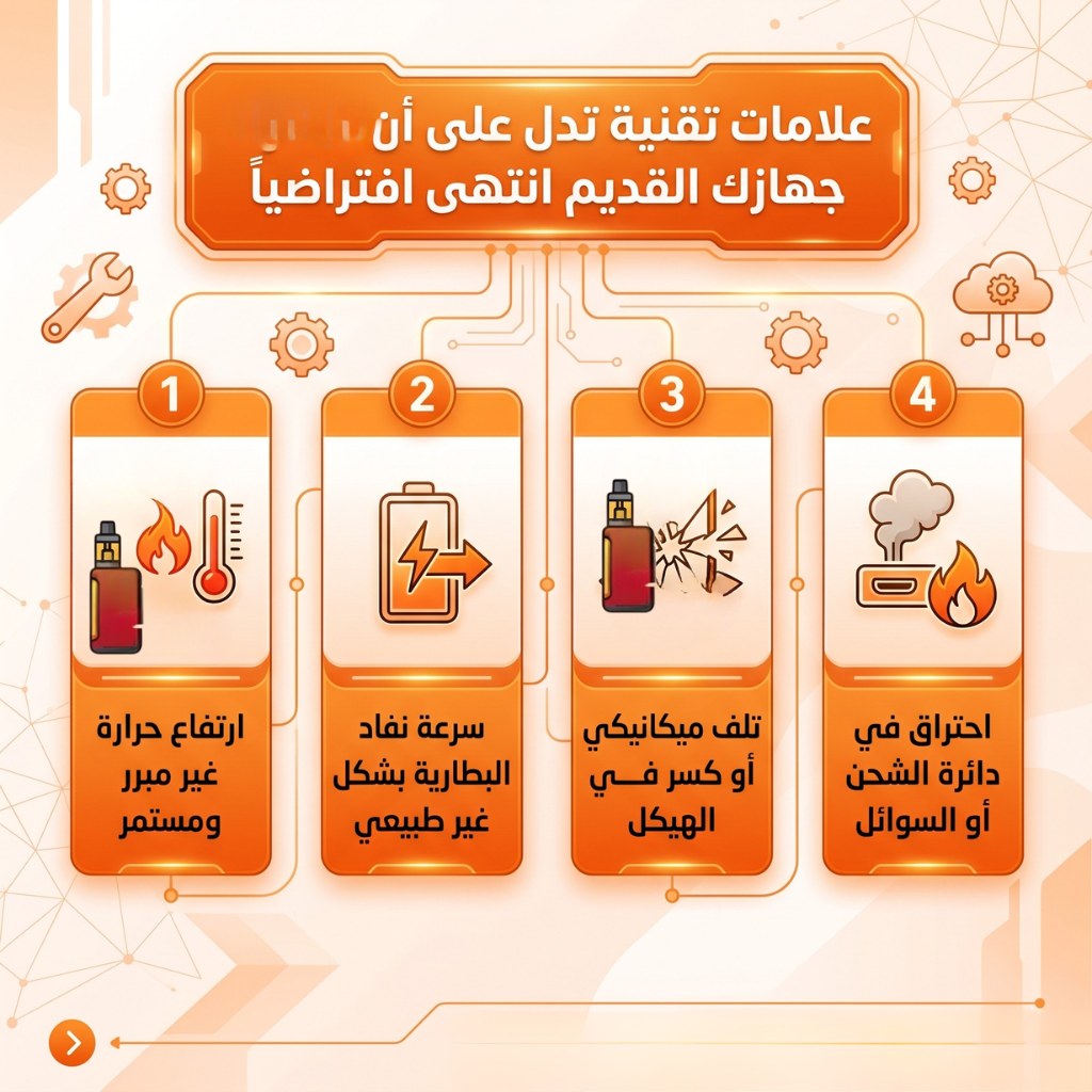 كيف تعرف انك تحتاج إلى تغيير البود | 5 نصائح لعمل Upgrade لجهاز بود جديد | فيب مصر - Elkot Store علامات تقنية تدل على أن جهازك القديم انتهى افتراضياً